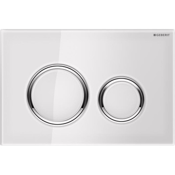 Панель смыва Geberit Sigma 21, для унитаза, двойной смыв, стекло белое, глянцевый хром, клавиши круглые Панель смыва Geberit Sigma 21, для унитаза, двойной смыв, стекло белое, глянцевый хром, клавиши круглые