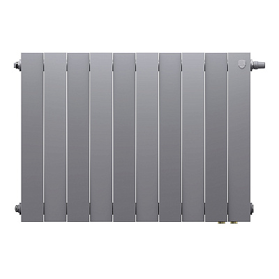 Биметаллический секционный радиатор отопления Royal Thermo Pianoforte Silver Satin 500 / 10 секций нижнее правое подключение