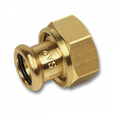 Муфта Sanha 8359G, с накидной гайкой с плоским уплотнением, бронза, 22x3/4