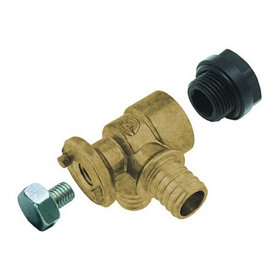 Отвод KAN-therm Push латунный фиксируемый угловой с короткой полимерной заглушкой, 18x2/18x2 G1/2