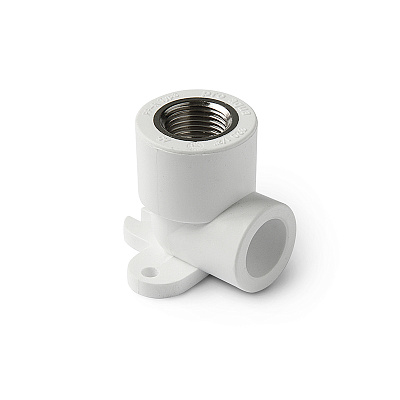 Угольник полипропиленовый PRO AQUA PP-R с креплением ВР белый (20-1/2), арт.PA28008P