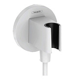 Подключение душевого шланга Hansgrohe Fixfit S с держателем 26888700, матовый белый