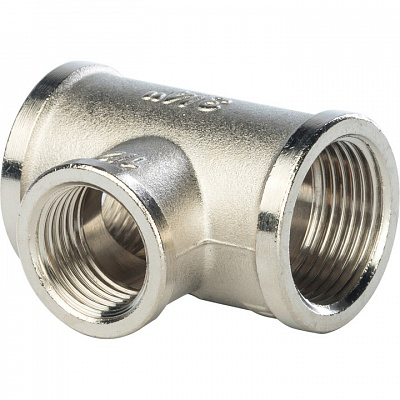 Тройник Stout переходной внутренняя резьба никелированный 1X3/4X1, арт. SFT-0022-001341
