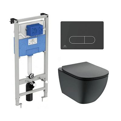 Комплект Ideal Standard подвесной унитаз, инсталляция, кнопка, сиденье T3868V3/115A6
