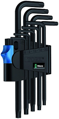 Набор Г-образных ключей WERA 967/9 L TORX HF BlackLaser 1 с фиксацией, 9 пр., TX 8/9/10/15/20/25/27/30/40 Набор Г-образных ключей WERA 967/9 L TORX HF BlackLaser 1 с фиксацией, 9 пр., TX 8/9/10/15/20/25/27/30/40