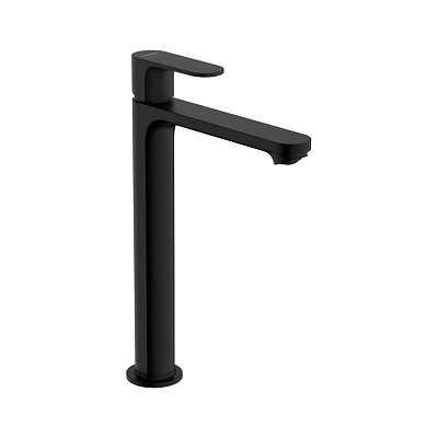 Смеситель для раковины Hansgrohe Rebris S 240 CoolStart высокий со сливным гарнитуром, черный матовый 72580670