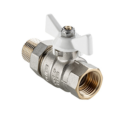 Кран шаровый VALTEC BASE-ГОСТ со сгоном с белой рукояткой-бабочкой вн.-нар. DN15, PN40, 1/2 (VT.227S.NW.04)