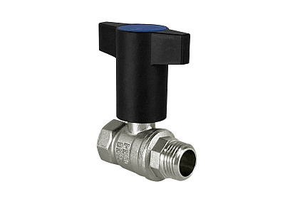 Кран шаровый Valfex N/P59 для воды 3/4 ВР/НР Т-образн. синяя руч. латунный НИК-Й