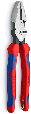 Lineman s Pliers Плоскогубцы KNIPEX электромонтажные, зона обжима, рез проволоки: средняя d 4.6 мм, твёрдая d 3 мм, 240 мм, чёрные, 2К ручки
