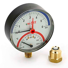 Термоманометр UNI-FITT радиальный 4 бар, 120 C, диаметр 80 мм, 1/2 Н (311D1442)