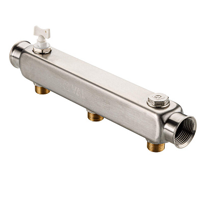 Коллектор VALTEC SQ из нержавеющей стали, шаг 100 мм 1x1/2x3 (VTc.510.SQ.060403) Коллектор VALTEC SQ из нержавеющей стали, шаг 100 мм 1x1/2x3 (VTc.510.SQ.060403)
