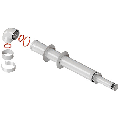 Комплект дымохода Rommer АНТИЛЕД 60/100 - 1220мм (Baxi (кроме ECO Nova/Classic), Viessmann, Kiturami, Mizudo, Beretta, Oasis, Wolf, Tiberis, DeDietrich) хомут в комплекте