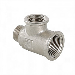 Тройник VALTEC 1/2 х 3/4 х 3/4 внутренняя-наружная резьба, никелированная латунь