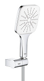 Душевой набор Grohe Rainshower SmartActive 130 Cube III (квадратный ручной душ, настенный держатель, шланг 1500 мм), белая луна 26588LS0