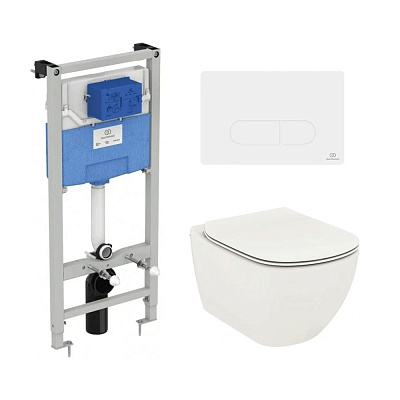 Комплект Ideal Standard подвесной унитаз, инсталляция, кнопка, сиденье T3868V1/115AC