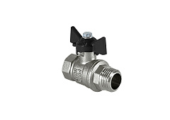 Кран шаровой Valfex латунный DeltaPro для воды 1 1/4 ВР/НР бабочка, НИКЕЛИР-Й