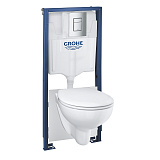 Система инсталляции Grohe Solido с подвесным унитазом Bau Ceramic, 5 в 1 в сборе