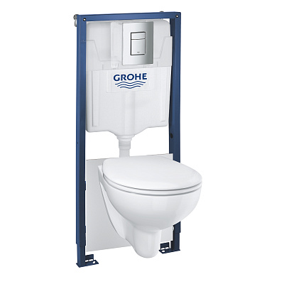 Система инсталляции Grohe Solido с подвесным унитазом Bau Ceramic, 5 в 1 в сборе Система инсталляции Grohe Solido с подвесным унитазом Bau Ceramic, 5 в 1 в сборе