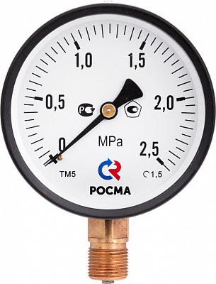 Манометр Росма TM-310P Dy 63 с нижним подключением 1/4 , 0-4 бар Манометр Росма TM-310P Dy 63 с нижним подключением 1/4 , 0-4 бар