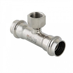Тройник VALTEC из нержавеющей стали, внутренняя резьба 15 x 1/2