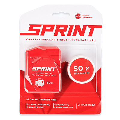 Уплотнительная нить Сантехмастер SPRINT сантехническая 50 метров бокс+50 метров катушка, блистер Уплотнительная нить Сантехмастер SPRINT сантехническая 50 метров бокс+50 метров катушка, блистер