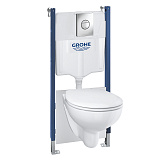 Система инсталляции Grohe Solido Compact с подвесным унитазом Bau Ceramic, 5 в 1 в сборе