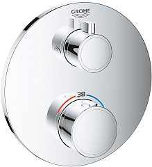 Встраиваемый смеситель Grohe для душа Grohtherm термостатический, круглая розетка, хром 24076000