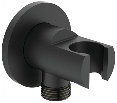 Подключение душевого шланга с держателем Ideal Standard BC807XG IDEALRAIN с подключением душевой лейки 1/2 , матовый черный