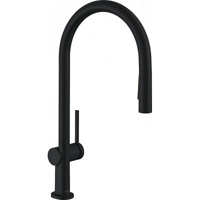 Смеситель для кухни Hansgrohe однорычажный, 210, с вытяжным душем, 2jet, матовый черный 72800670