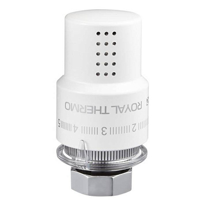 Термоголовка Royal Thermo Design жидкостная М30х1,5 пластик белая Термоголовка Royal Thermo Design жидкостная М30х1,5 пластик белая
