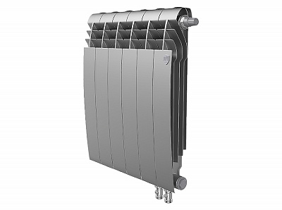 Биметаллический секционный радиатор отопления Royal Thermo Biliner 500 / Silver Satin / 6 секций нижнее правое подключение