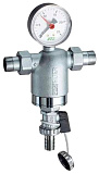 Фильтр для воды FAR 100мкм, с манометром, Max: 95 C, 25 бар, 1/2 НР
