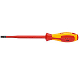 Отвертка KNIPEX SL4.0x0.8 шлицевая тонкая VDE, длина лезвия 100 мм, 202 мм, диэлектрическая, 2-компонентная рукоятка