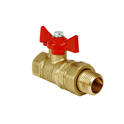 Кран шаровый Valfex N/P59 для ВОДЫ 1 1/4 ВР/НР ручка-бабочка, американка, латунный 11Б27фт1М