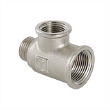 Тройник VALTEC 3/4 х 3/4 х 1/2 внутренняя-наружная резьба, никелированная латунь