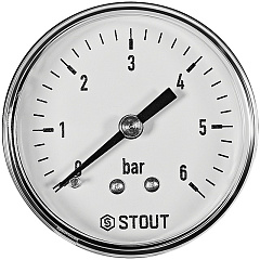 Манометр Stout аксиальный, Dn 50 мм 1/4 , 0...6 бар, кл.2.5