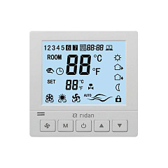 Электронный термостат Ридан Greencon-R 230V, 3 скорости вентилятора, RS485 Modbus, встраиваемый (193B0942R)