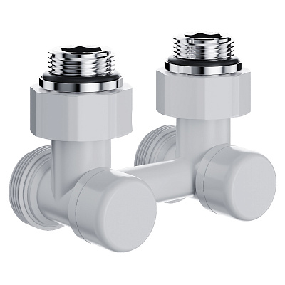 Узел нижнего подключения радиатора Royal Thermo Design, 1/2x3/4EK, угловой, 50 мм, белый
