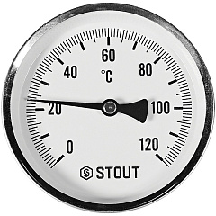 Термометр Stout биметаллический с погружной гильзой 50 мм, Dn 100 мм, 1/2 , 0...120С