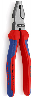 Плоскогубцы KNIPEX комб. особ. мощн., рез: провол. твёрд. d 2.8 мм, роял. струна d 2.2 мм, кабель d 13 мм, L-200 мм, чёрн., 2К ручки