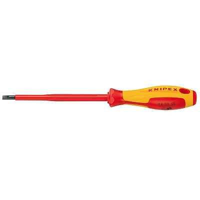 Отвертка KNIPEX SL6.5x1.2 шлицевая VDE, длина лезвия 150 мм, 262 мм, диэлектрическая, 2-компонентная рукоятка