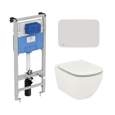 Комплект Ideal Standard подвесной унитаз, инсталляция, кнопка, сиденье T3868V1/123AC