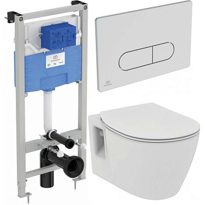 Комплект Ideal Standard Connect подвесной унитаз, инсталляция, кнопка, сиденье PR211601