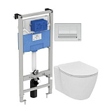 Комплект Ideal Standard Connect подвесной унитаз, инсталляция, кнопка, сиденье E212701