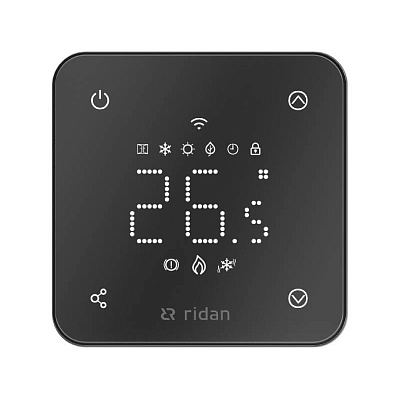 Комнатный термостат Ридан сенсорный RSmart-FB с Wi-Fi подключением 230V, встраиваемый, черный (088L1144R)