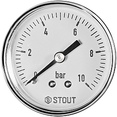 Манометр Stout аксиальный, Dn 50 мм 1/4 , 0...10 бар, кл.2.5