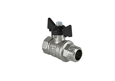 Кран шаровой Valfex латунный DeltaPro для воды 3/4 ВР/НР бабочка, НИКЕЛИР-Й