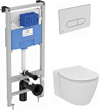 Комплект Ideal Standard Connect AquaBlade подвесной унитаз, инсталляция, кнопка, сиденье P211601