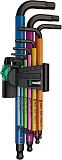 Набор Г-образных ключей WERA 950/7 SPKL Hex-Plus Multicolour Magnet BlackLaser 1 с шаром, магнит, 7 пр., 1.5/2/2.5/3/4/5/6 мм