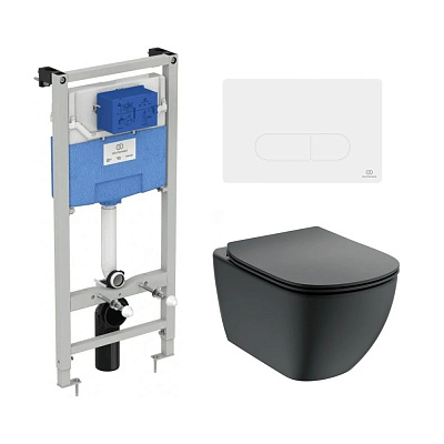 Комплект Ideal Standard подвесной унитаз, инсталляция, кнопка, сиденье T3868V3/115AC